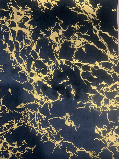 Luxury Black & Gold Marble Print Curtain/Matt